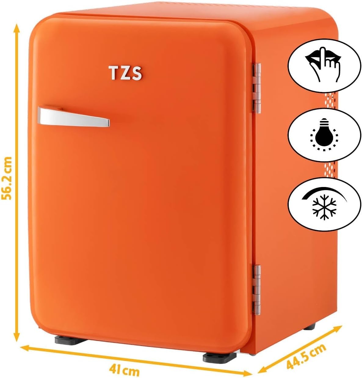 40L Retro Mini Fridge Silent Frost-Free LED Interior Freestanding Orange