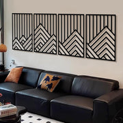 4-Piece Abstract Black Metal Wall Art 23x16" Minimalist Decor
