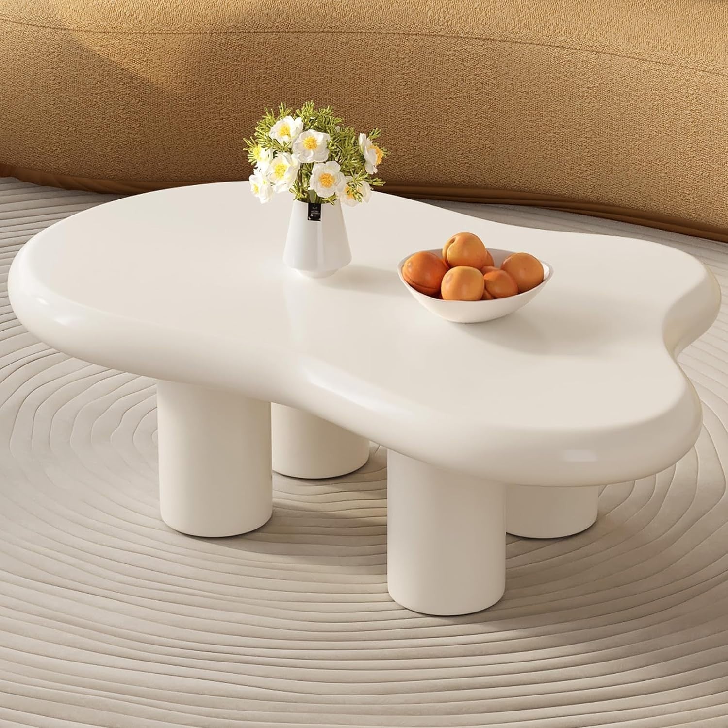 Modern Cloud Coffee Table Rounded Edges Durable Rubber Wood 72x117x40cm