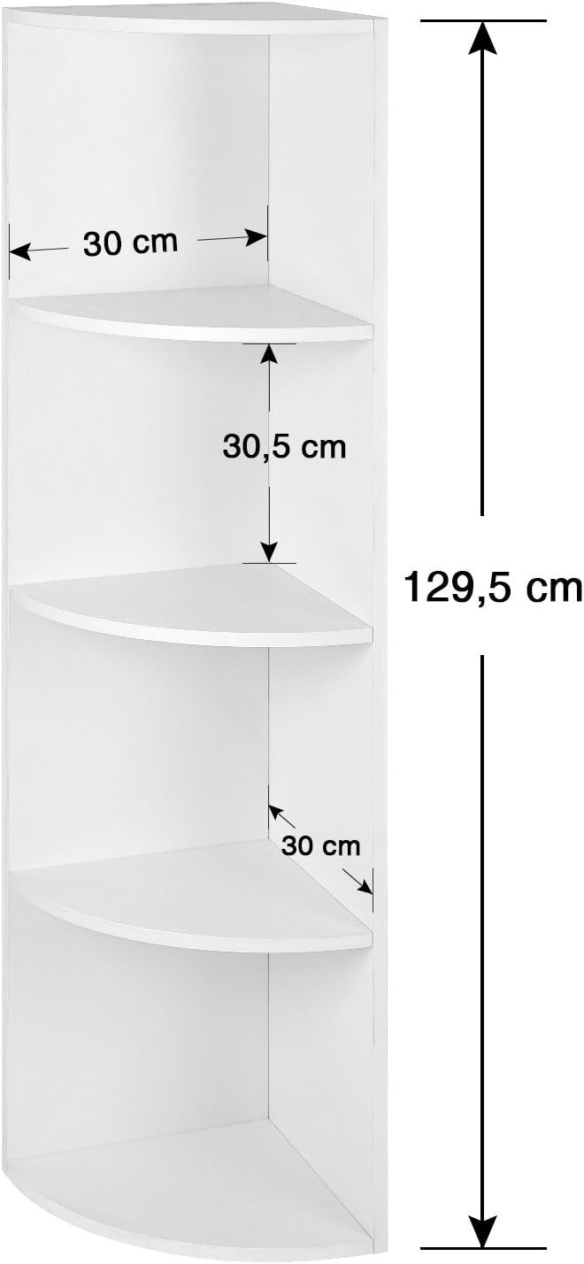 4-Tier White Corner Shelf Unit Modern Space-Saving Display & Storage Rack
