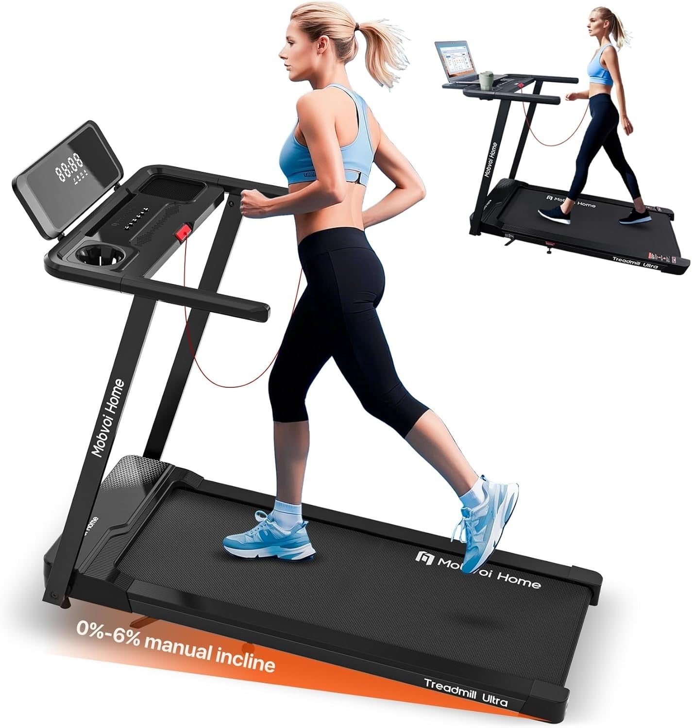 3-in-1 Folding Walking Pad Treadmill Home Office 12KMH Incline Bluetooth 120KG