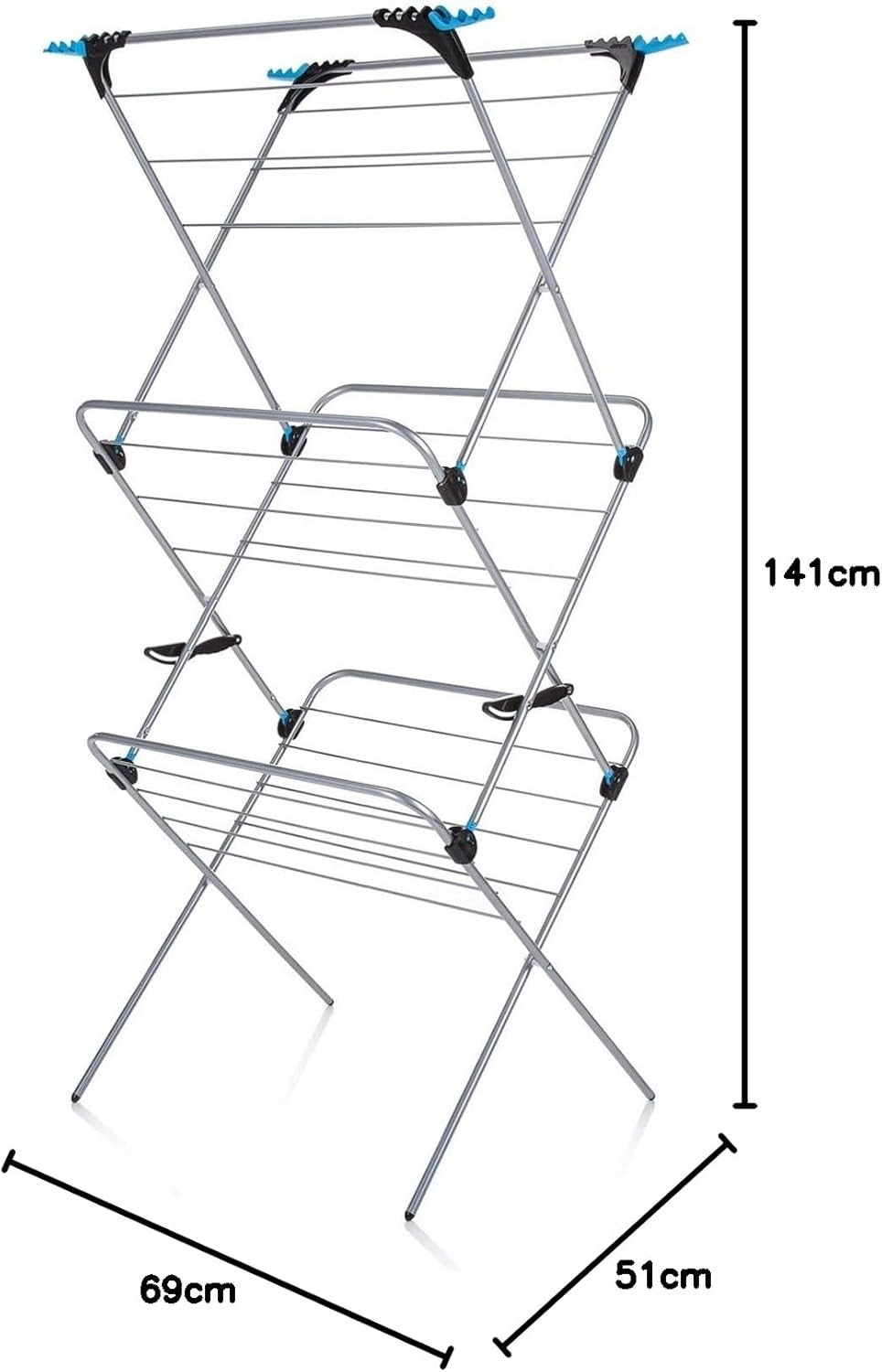 3 Tier Clothes Airer Folding Drying Rack 21m Laundry Line Indoor Outdoor