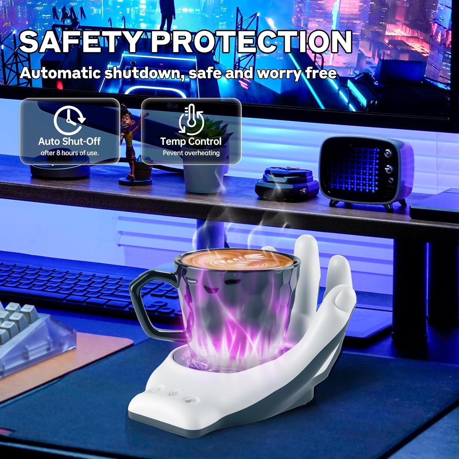 Special Devil Hand Coffee Mug Warmer Set 3 Temp 8H Auto Off