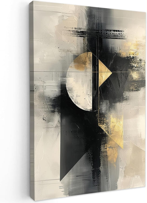 Abstract Gold Black Canvas Wall Art 40x60cm Modern Framed Decor