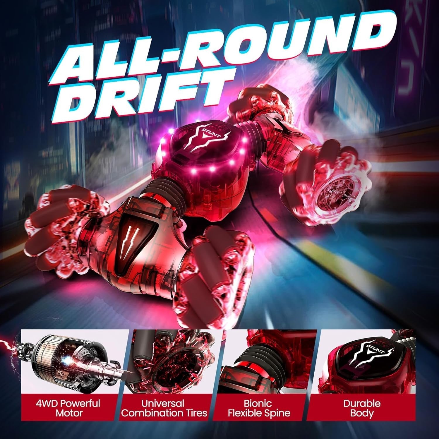 Hand Gesture RC Stunt Car 4WD 360° Drift Remote Control Toy & 2 Batteries