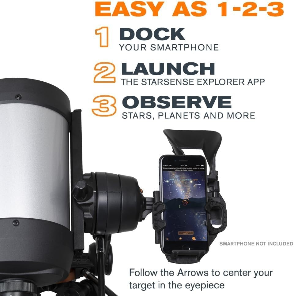 5” Schmidt-Cassegrain Telescope with Smartphone App, Eyepieces & Mount, Silver