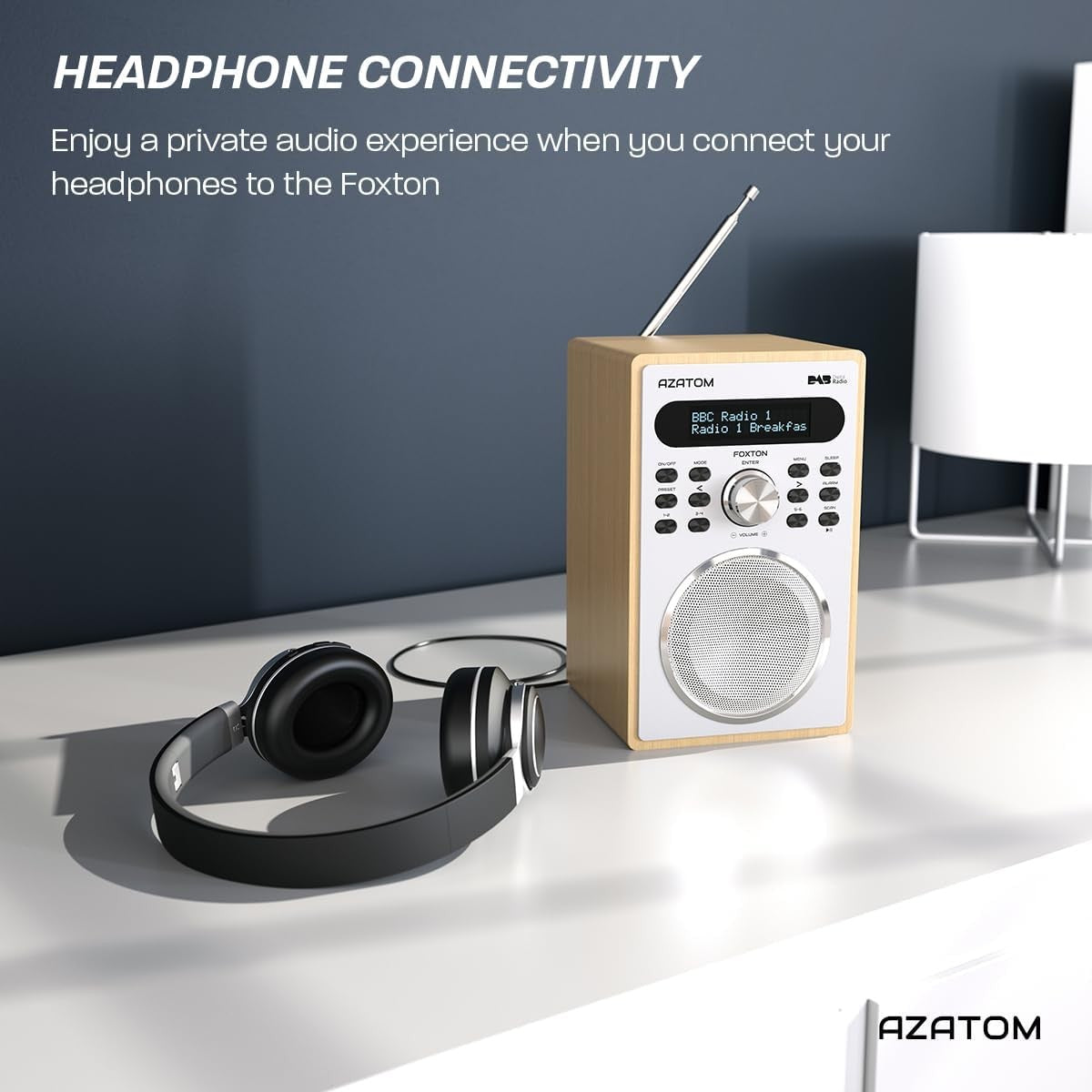 Oak DAB DAB+ FM Digital Radio Bluetooth Dual Alarm Sleep Timer USB Charge