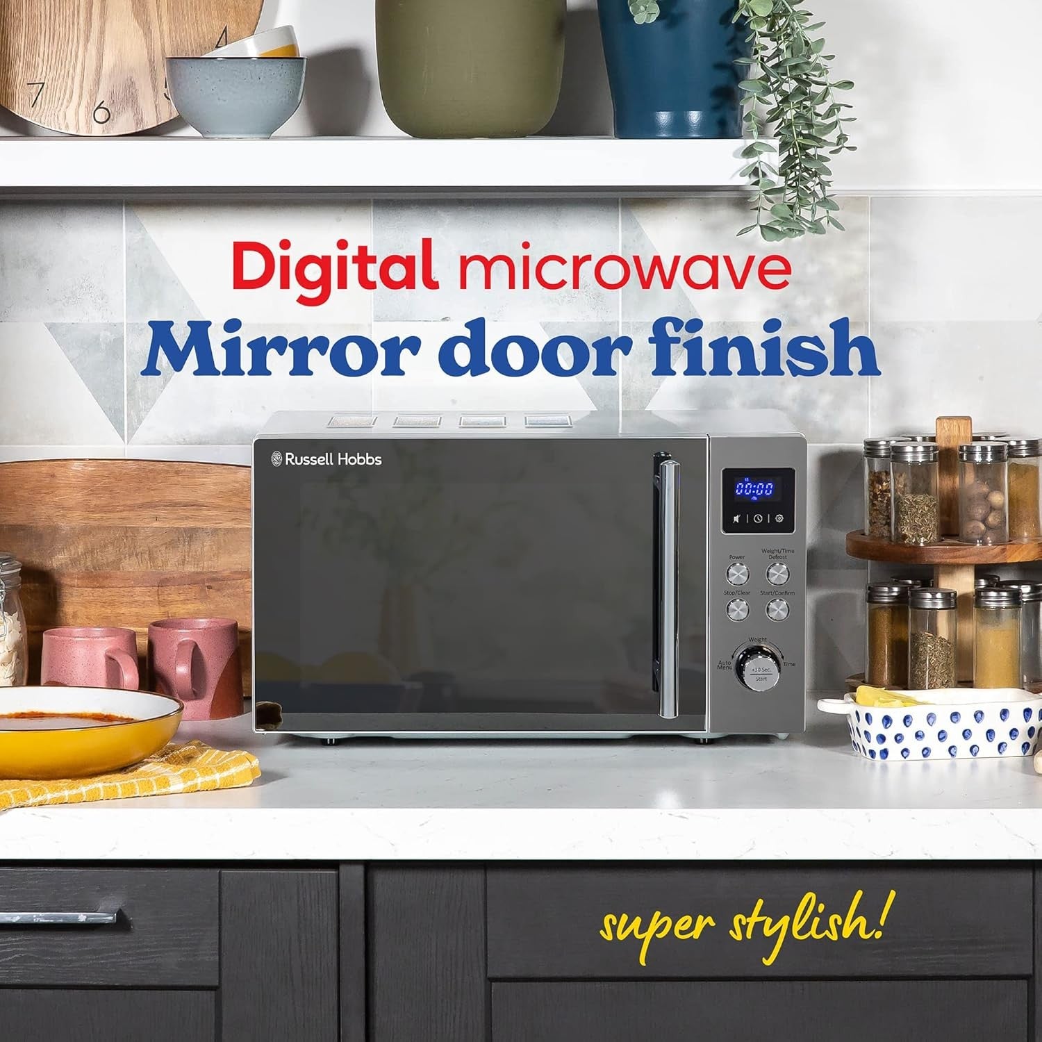 Stainless Steel 17L Digital Microwave Blue LED Display Compact