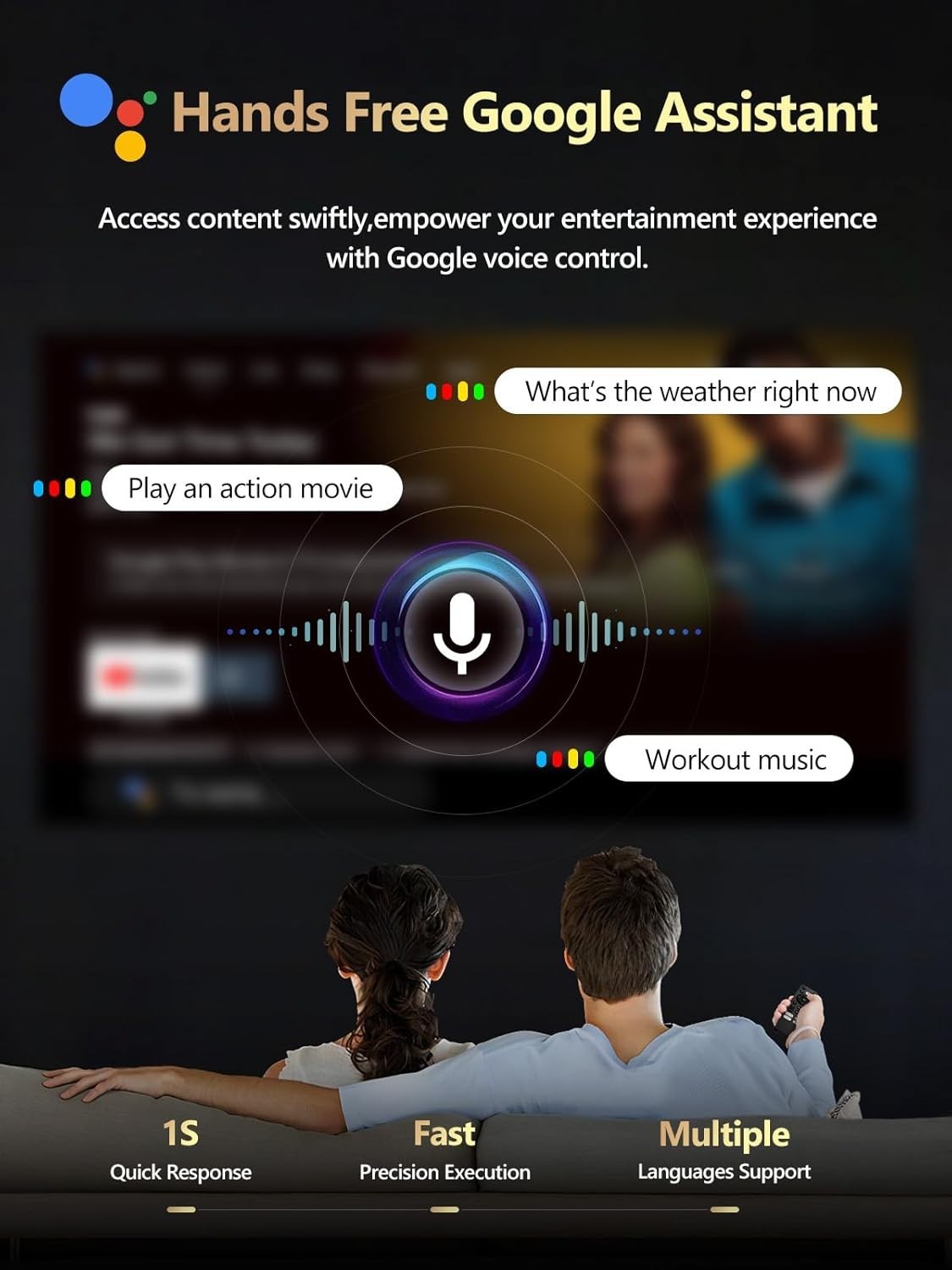 4K Smart Projector 2400 ANSI Google TV WiFi 6 Bluetooth HDR