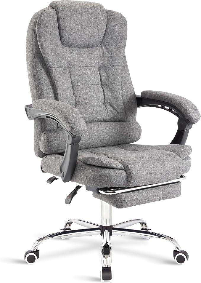 Blisswood Ergonomic Office Chair Recliner w/ Footrest Dark Grey