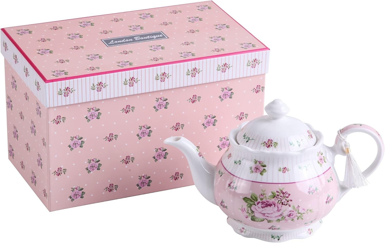 Vintage Floral Porcelain Teapot 1200ml Tea Pot with Lid Gift Box