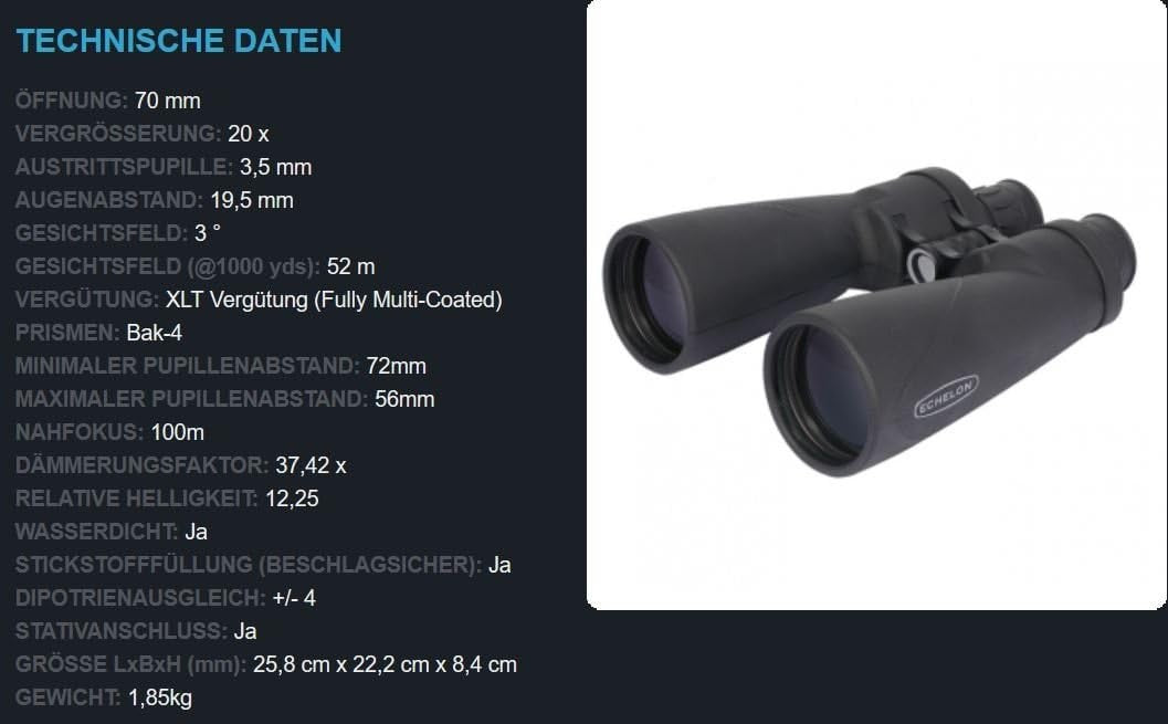 20x70 Long-Range Astronomy Binoculars Ultra-Bright Optics Wide Field View