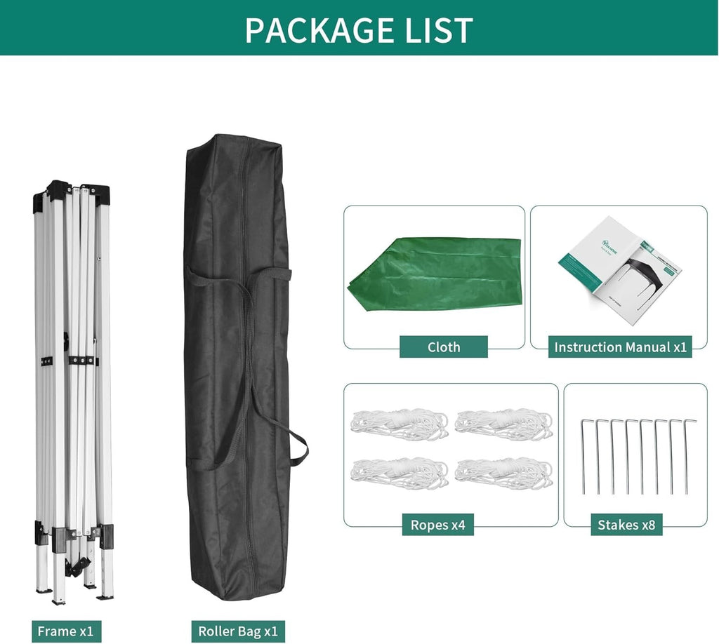 3x3M Heavy Duty Green Gazebo Waterproof Folding Garden Party Tent With Bag