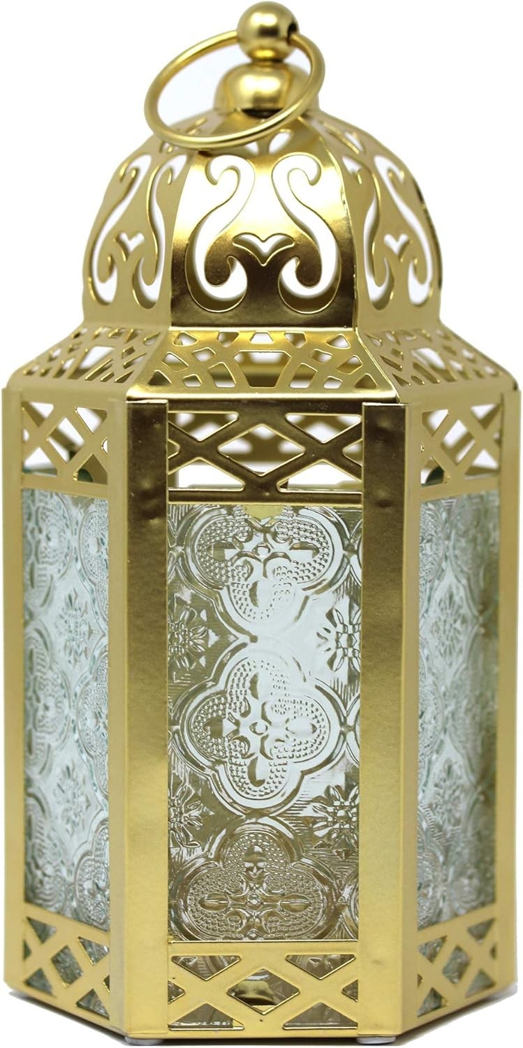 Set of 3 Gold Moroccan Candle Lanterns Home Decor