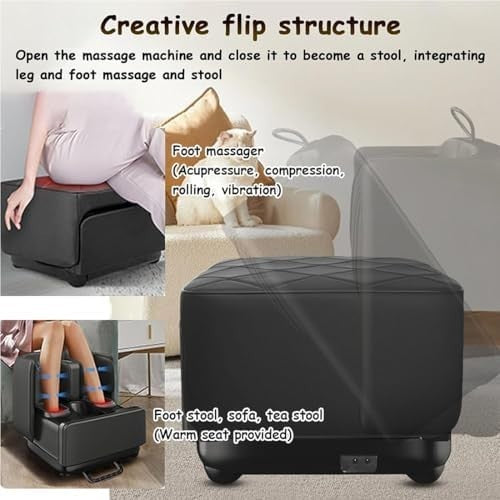 2-in-1 Foot & Calf Massager with Heat Shiatsu Kneading Vibration Beige