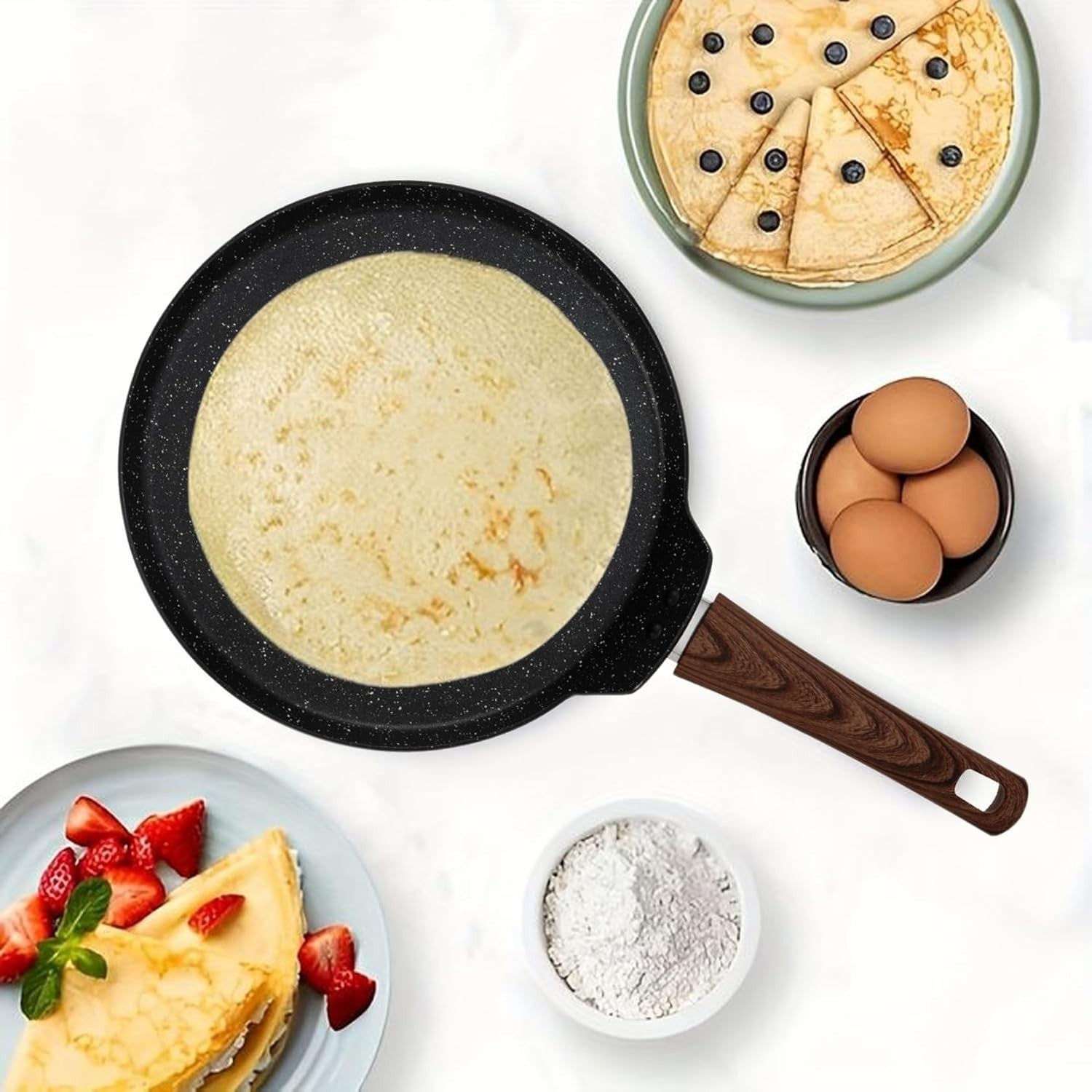 28cm Non Stick Crepe Pan, Induction and Gas, Flat Aluminium, PFOA Free