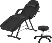 Reclining Beauty Bed Massage Table Adjustable Salon Spa Tattoo Chair Set Black