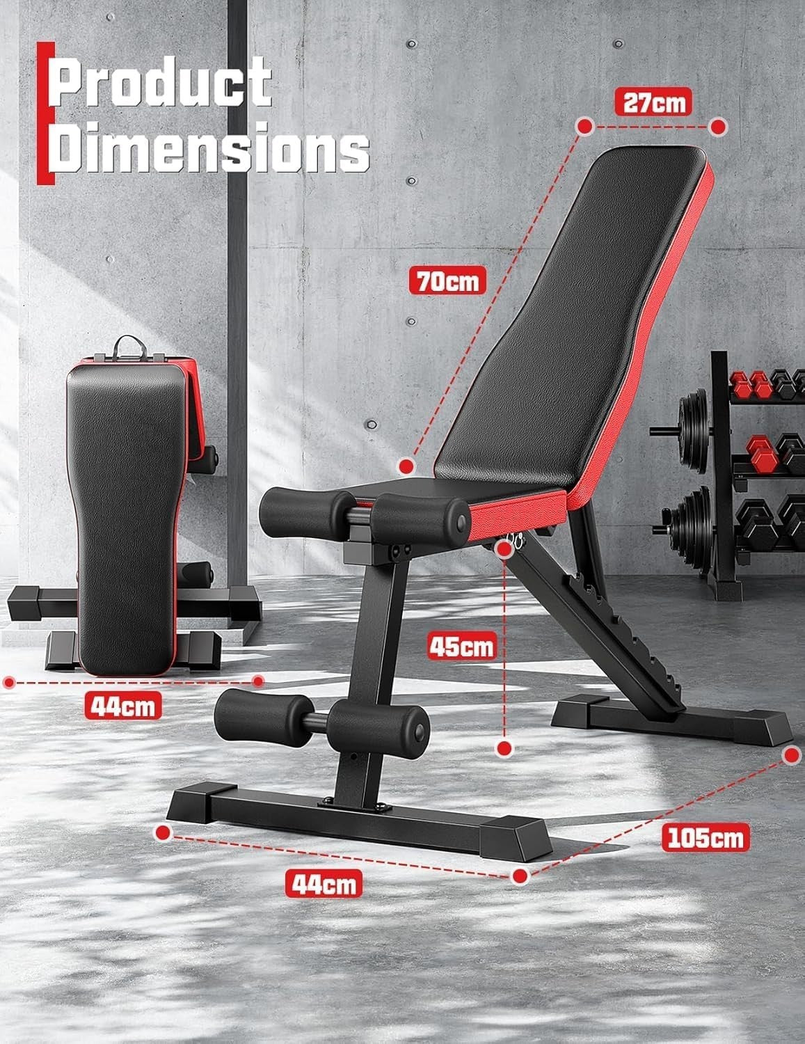 Heavy Duty Adjustable Weight Bench 300kg Foldable Incline Decline Home Gym