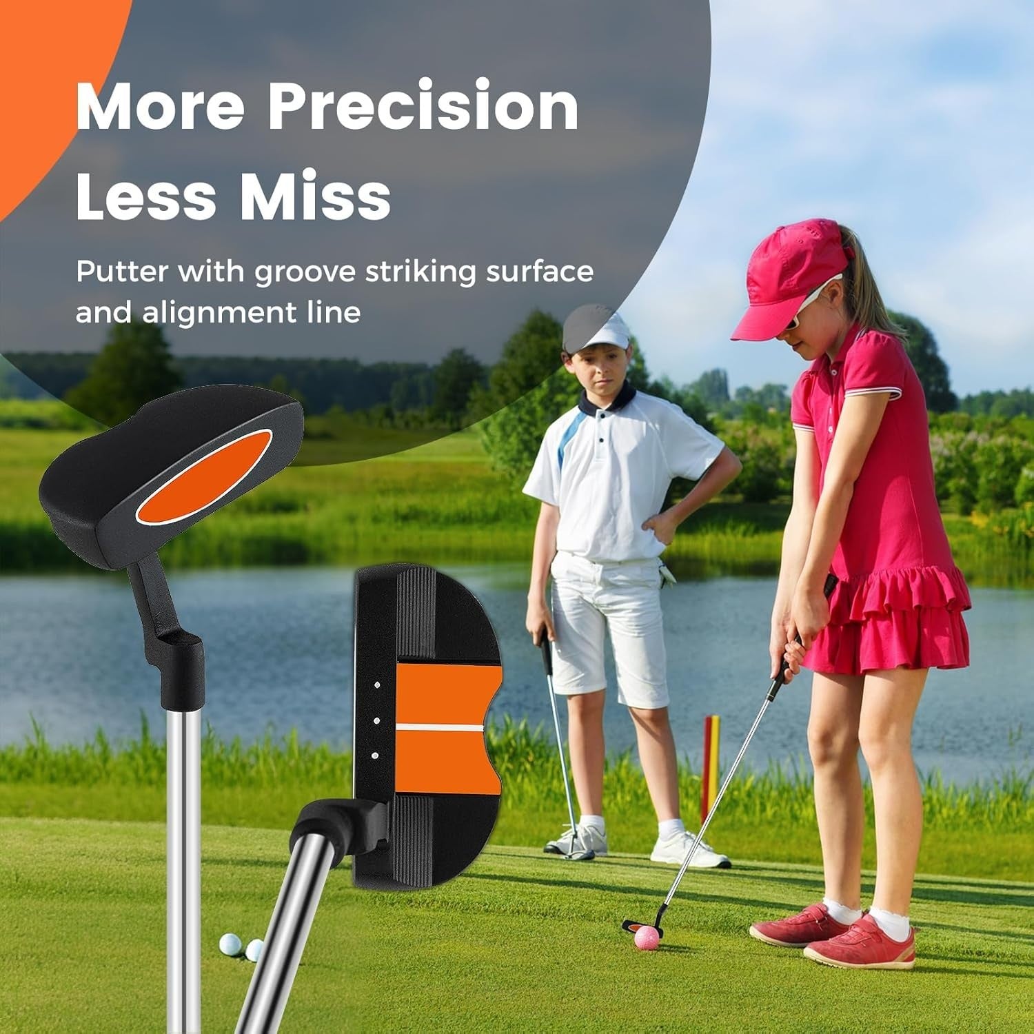 Kids Golf Club Set Right Hand Fairway Irons Putter Stand Bag Beginner
