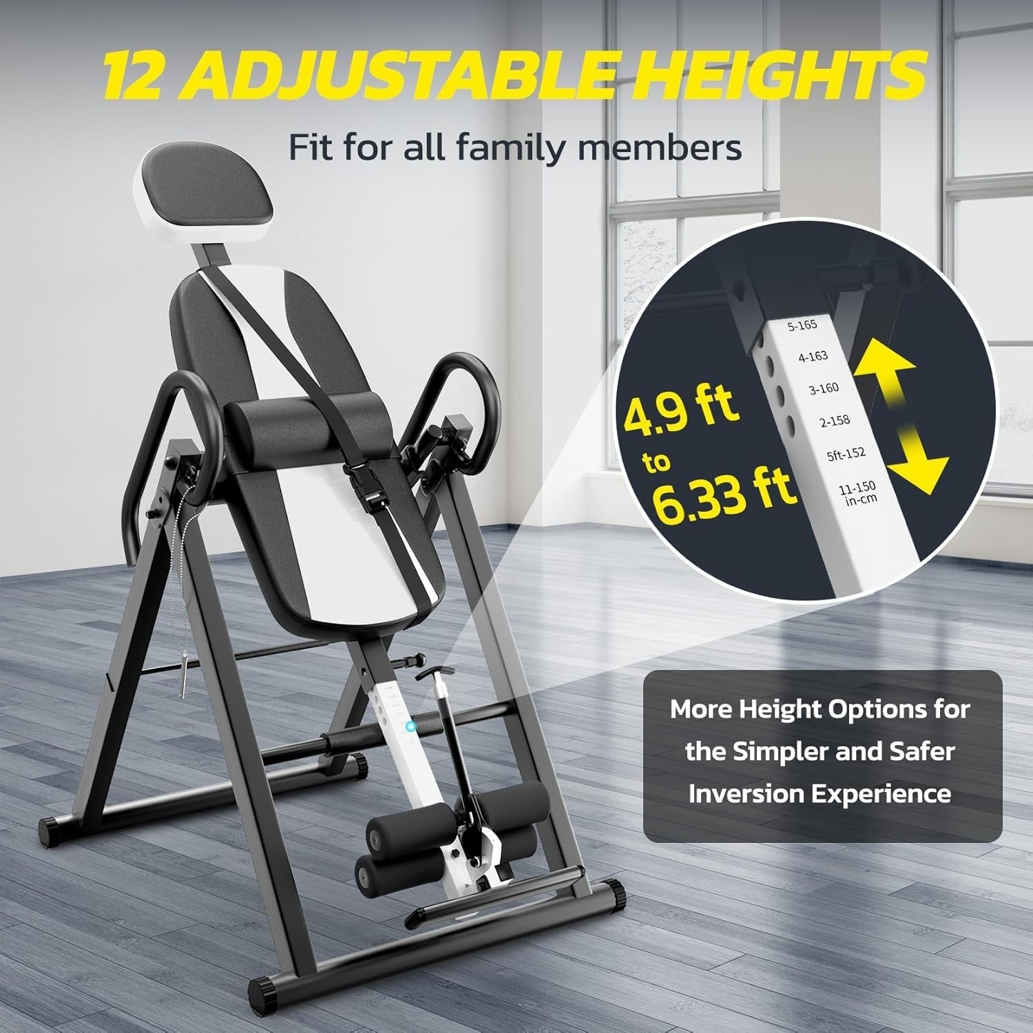 Heavy Duty Inversion Table 300lb Back Stretcher Adjustable Belt