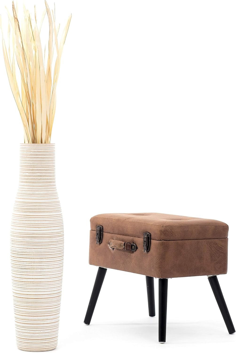 Tall White Floor Vase 65cm Farmhouse Decorative Vase for Pampas Grass