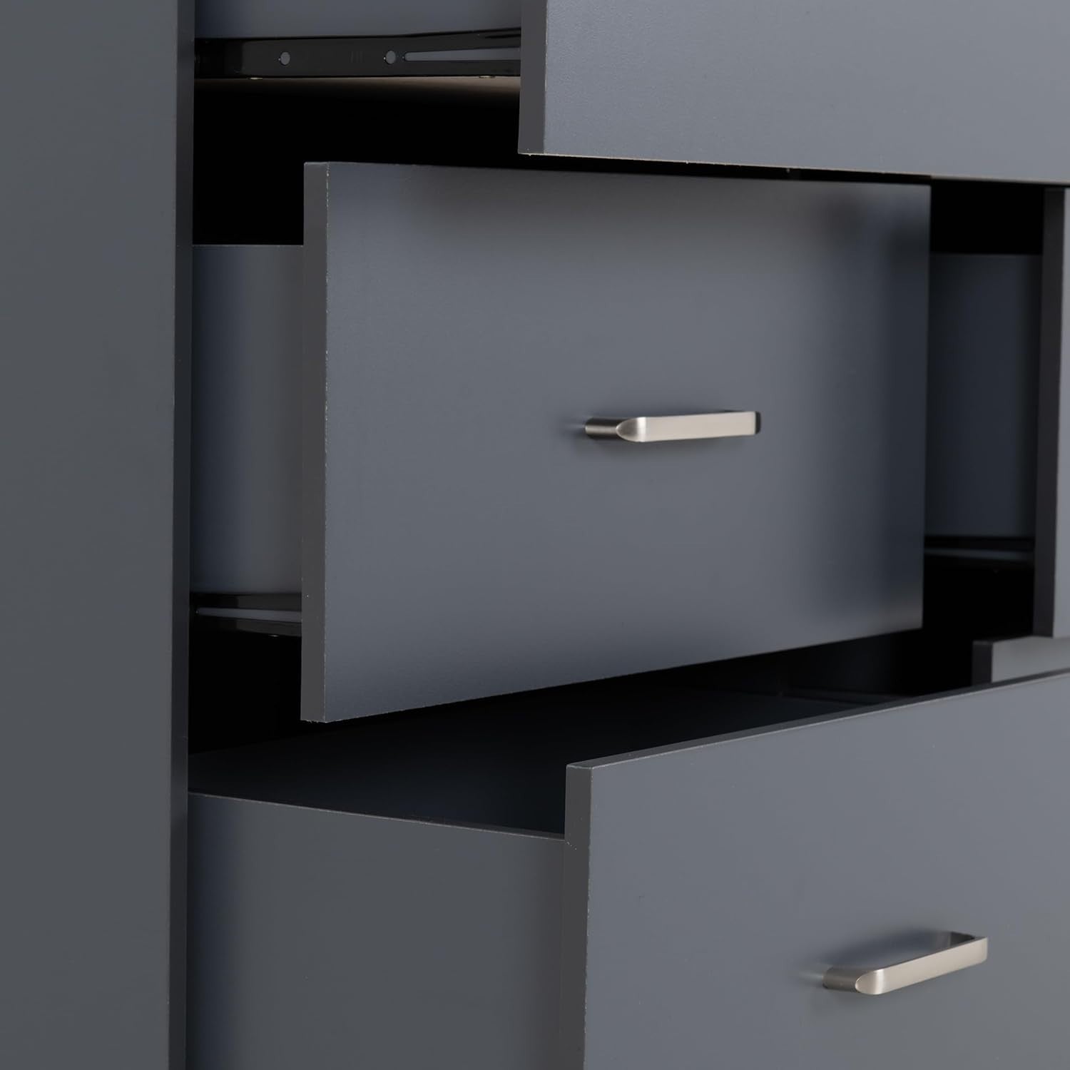 6 Drawer Chest Dark Grey Modern Bedroom Storage Unit Cabinet Drawers