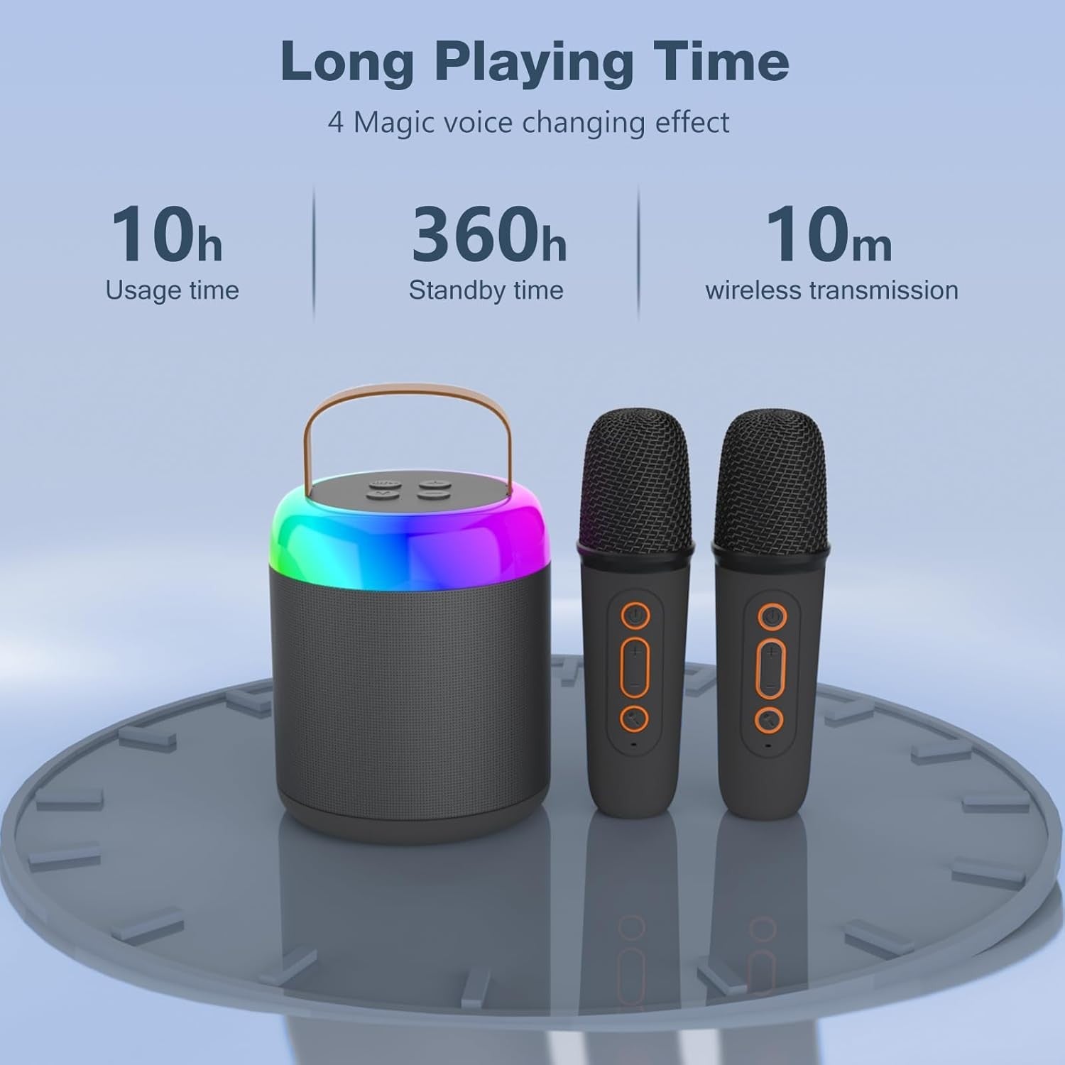 Kids Karaoke Machine 2 Wireless Mics Bluetooth LED Party Speaker