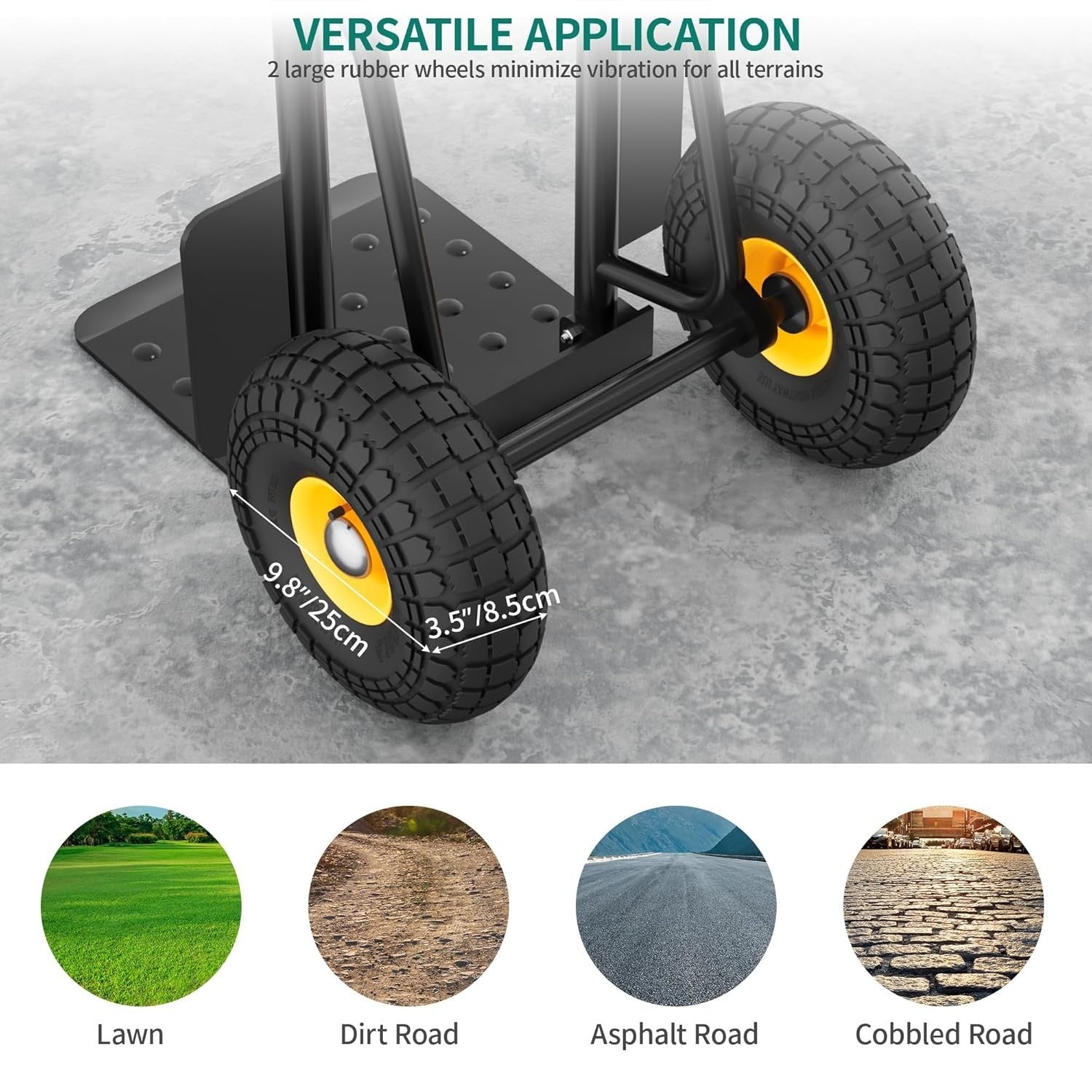 Foldable Heavy Duty Hand Truck 150kg Capacity w/ Large 25cm Rubber Wheels