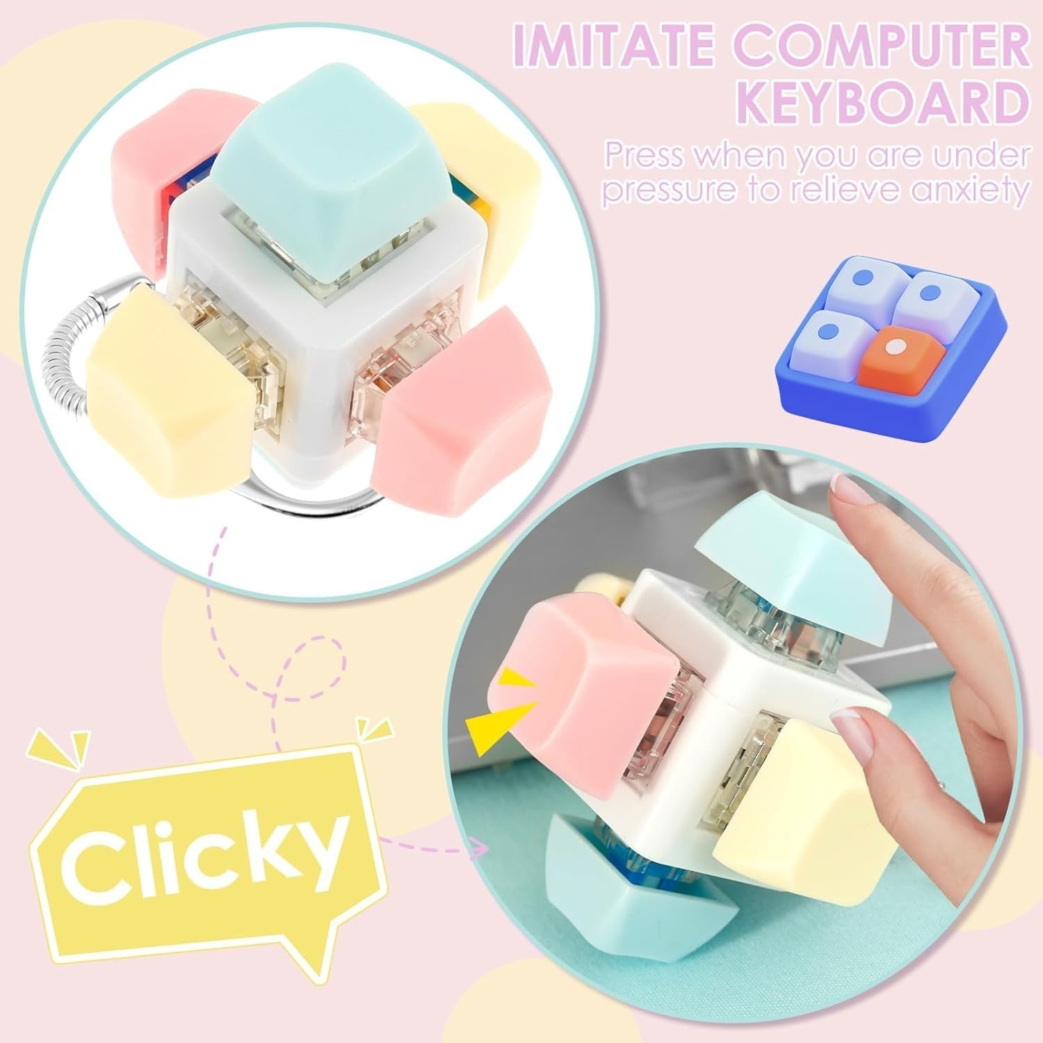 5pcs Keyboard Clicker Fidget Toys Mechanical Key Stress Relief Set