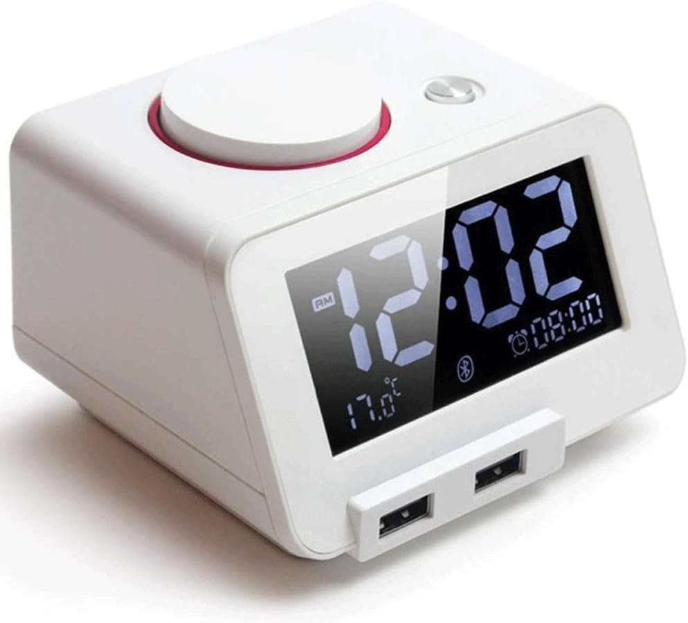 Black Digital Alarm Clock Bluetooth Speaker USB Charger Dimmer Snooze