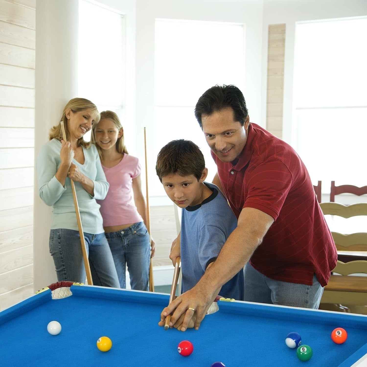 4FT Foldaway Pool Game Table Portable Family Billiards Set Blue