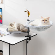 Adjustable Cat Desk Perch 360° Rotating Clamp On Bed w Washable Covers