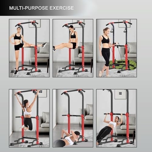 Adjustable Pull Up & Dip Station Power Tower Home Gym Rack