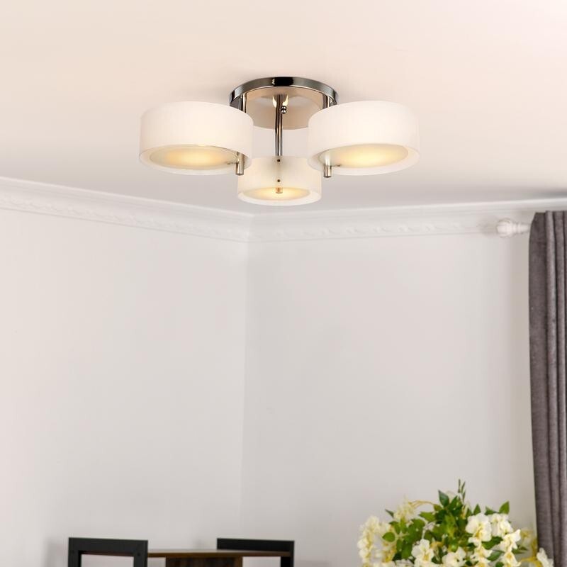 Modern Flush Ceiling Light 3 Way Acrylic Shade Fixture E27 for Bedroom Lounge
