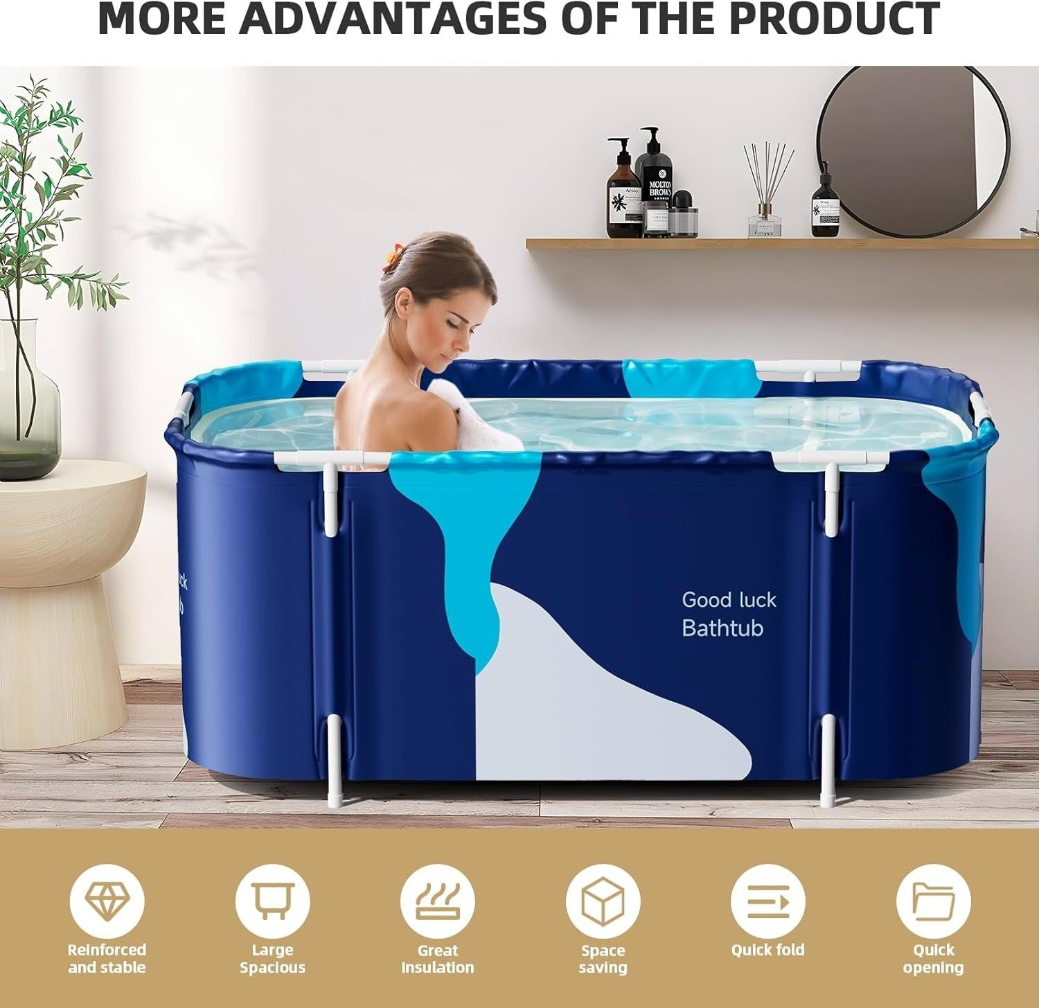 Portable Foldable Bathtub 140x50x55cm Adult & Kids Spa Tub – Milk Style