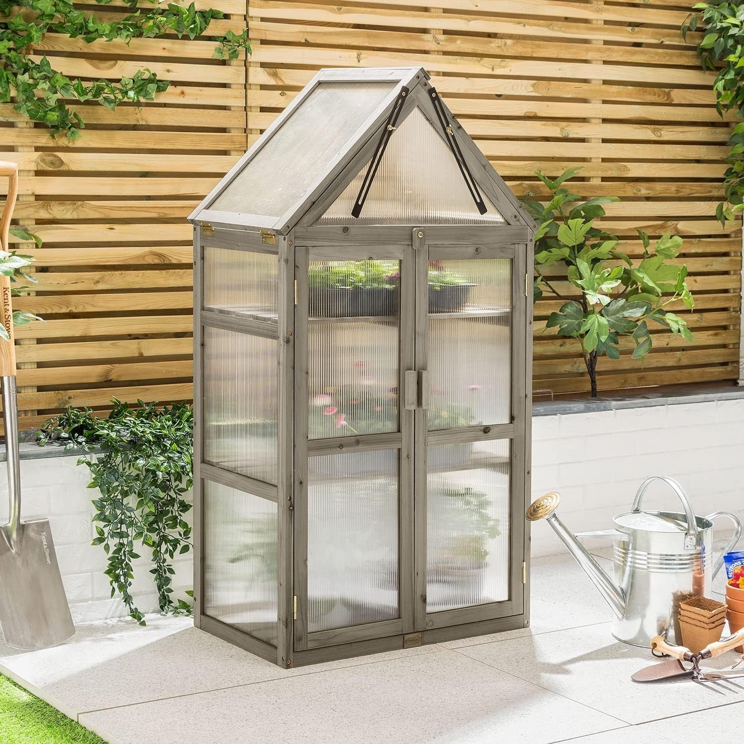 Wooden Lean-To Greenhouse Cold Frame | Polycarbonate Windows Garden Growhouse