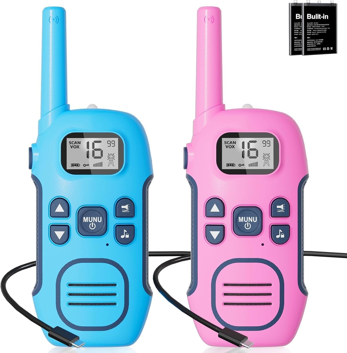 Rechargeable Walkie Talkies Kids Adults 2 Pack PMR446 VOX Long Range