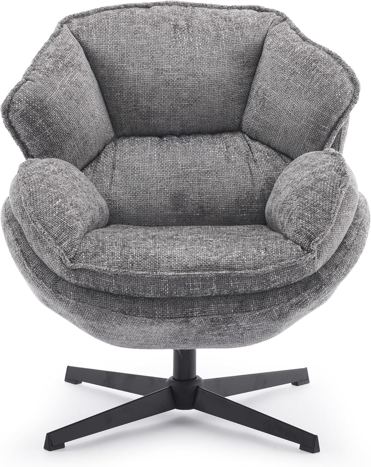 Luxury Swivel Armchair Grey Fabric Accent Chair for Lounge Bedroom Office