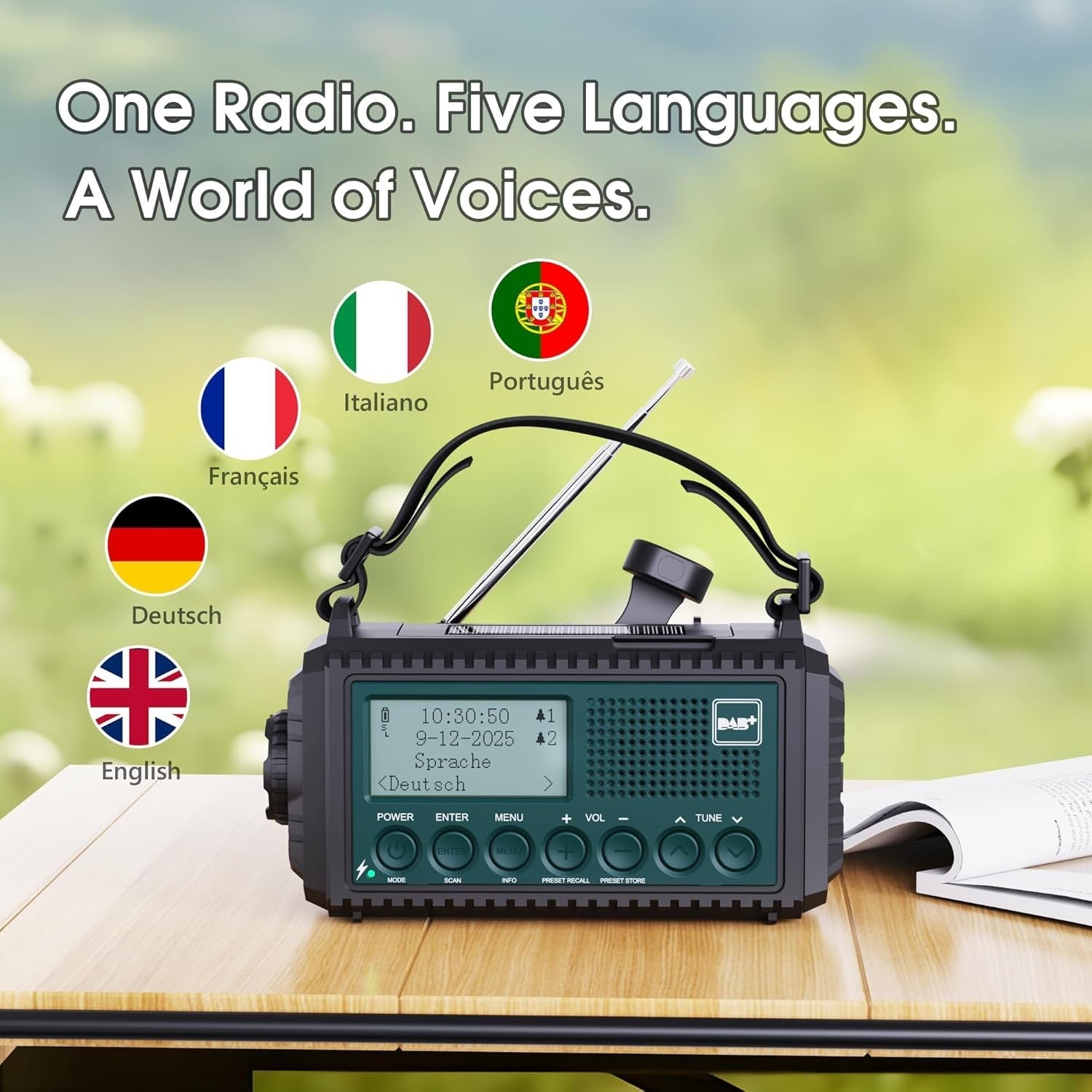 Wind Up Solar Radio DAB/FM 5000mAh Power Bank Flashlight SOS