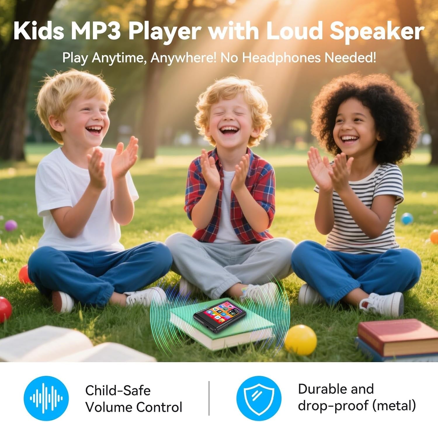 Bluetooth 5.4 MP3 Player 16GB Touch Screen FM Speaker Expandable