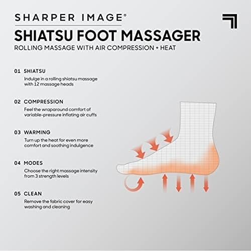 Shiatsu Foot Massager with Heat & Air Compression Adjustable Levels for Relief