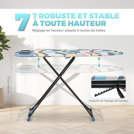 Full Size Ironing Board 115x38cm Adjustable Height Foldable Iron Rest