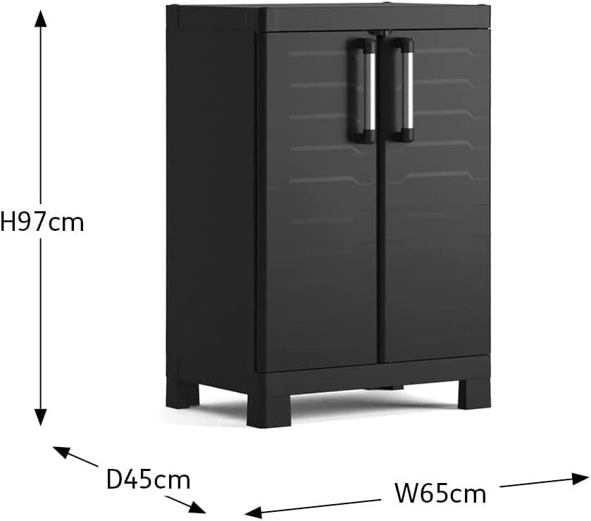 Space-Saving Indoor Storage Cabinet with Lockable Double Doors & Adjustable Shel