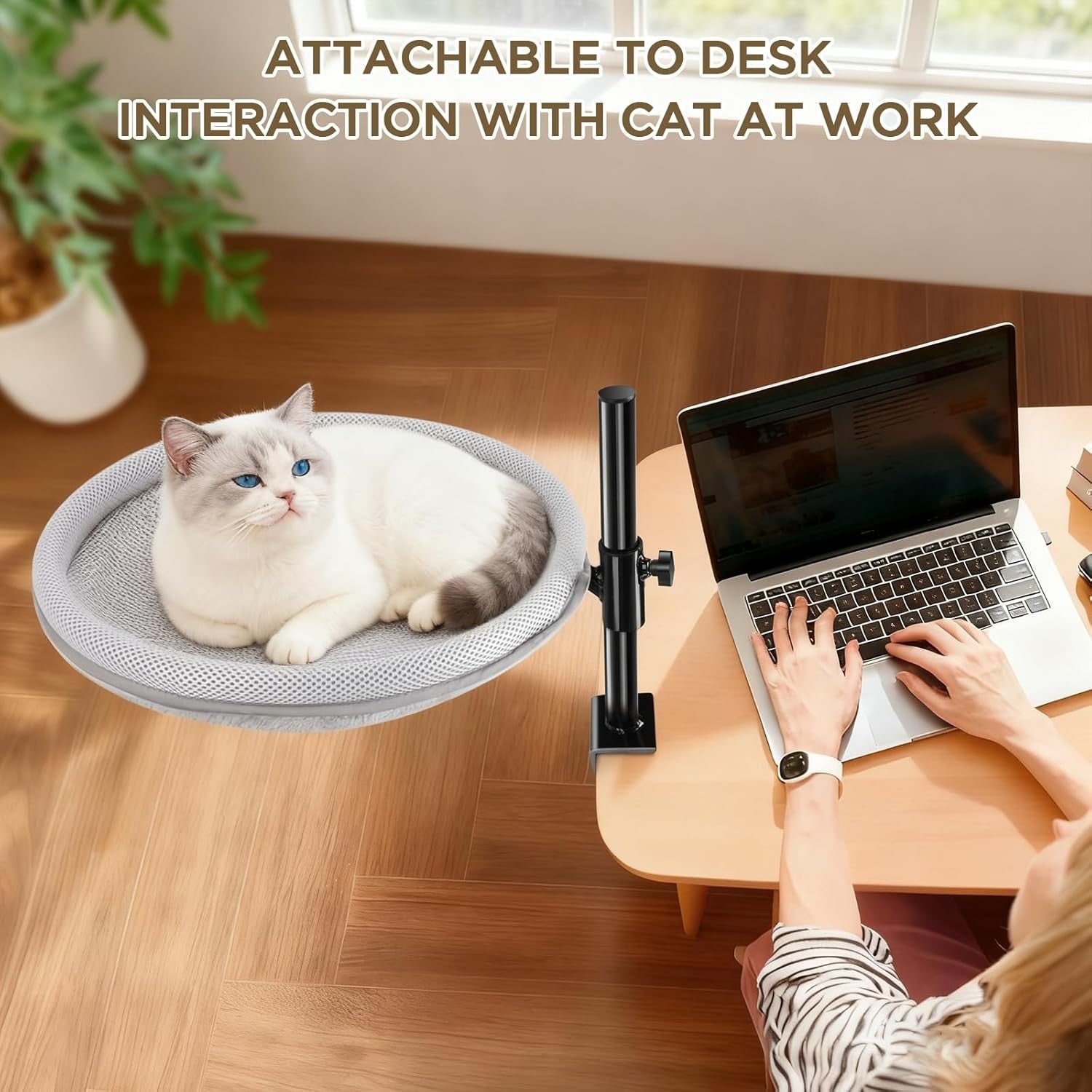 Cat Desk Hammock 360° Rotating Adjustable Cat Bed Washable Perch