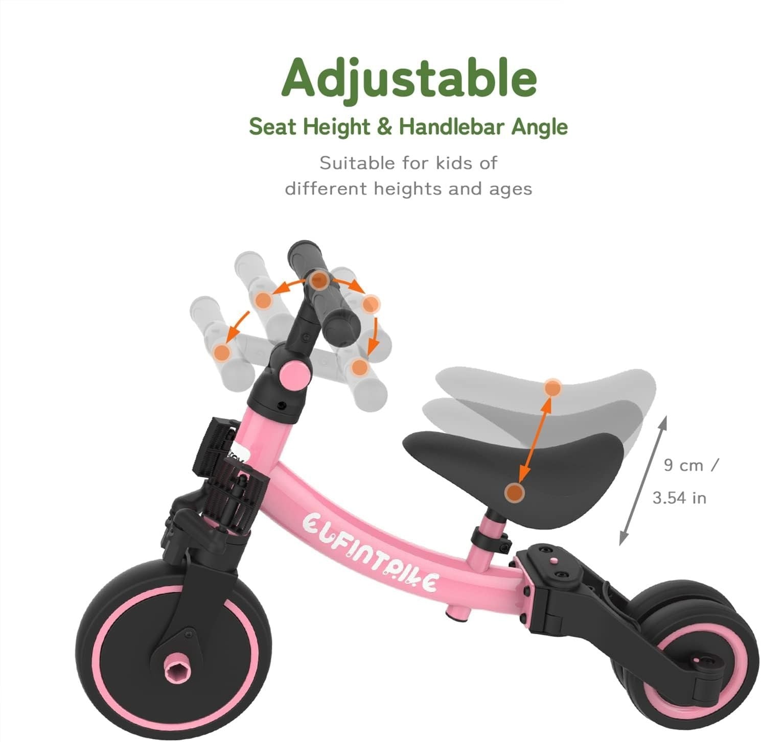 5 In 1 Toddler Tricycle Balance Bike Kids Ride On Removable Pedals Pink
