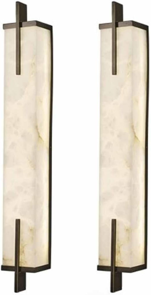 2x Marble Wall Sconce Lights LED Alabaster Brass Luxury Indoor Lamps