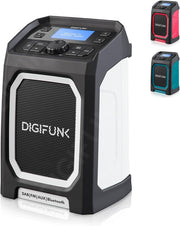 Black DAB+ Work Site Radio Bluetooth USB Rechargeable IP65 Waterproof