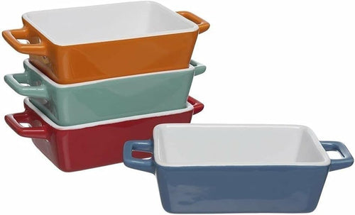 4 Pcs Ceramic Rectangular Mini Stoneware Bowls Microwave Oven Safe
