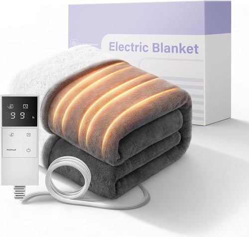 Electric Heated Throw Blanket 180x130cm Fast Heat 9 Settings Auto Shut Off