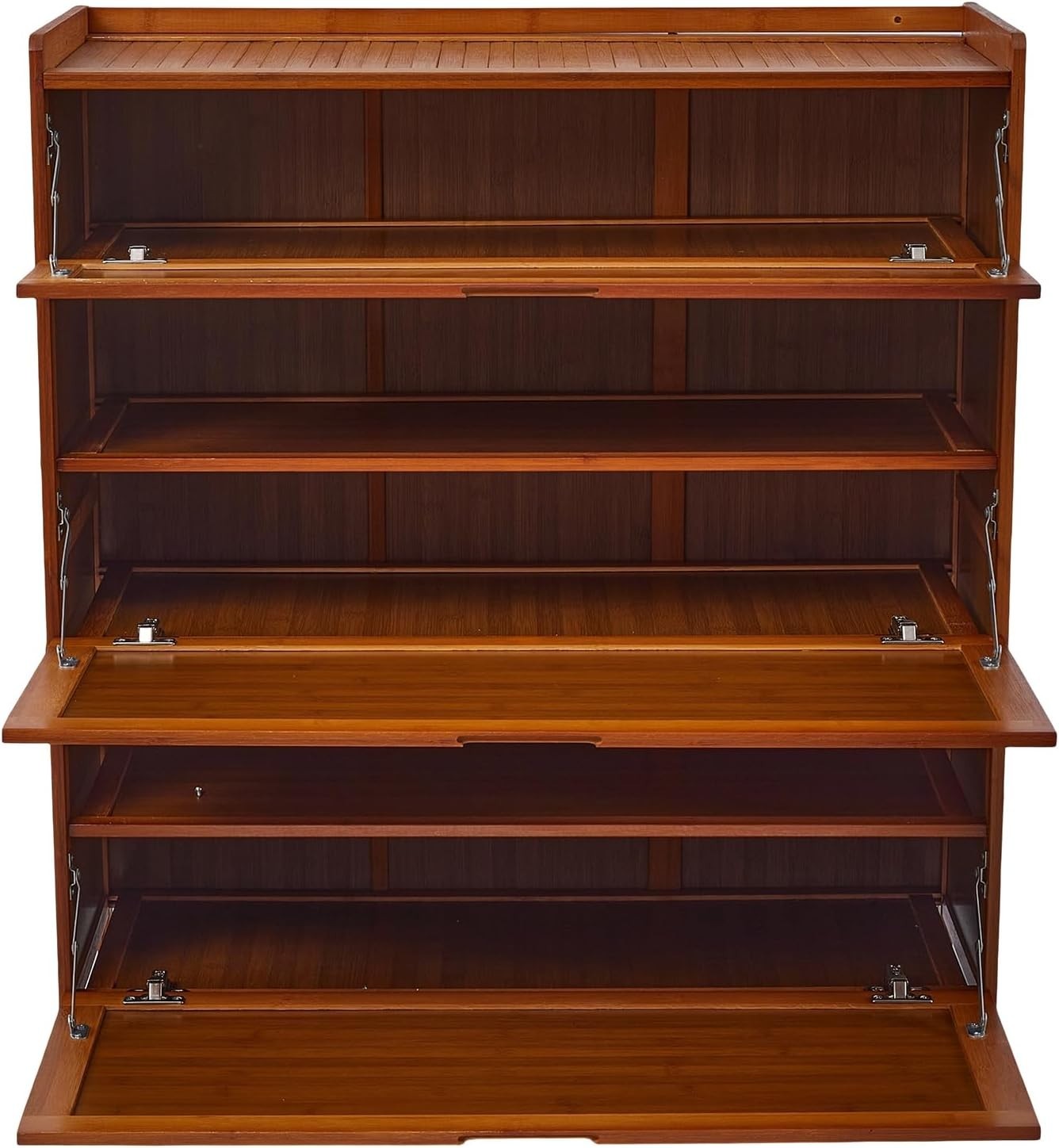 5-Tier Bamboo Shoe Storage Cabinet with Flip-Down Doors & Dustproof Design